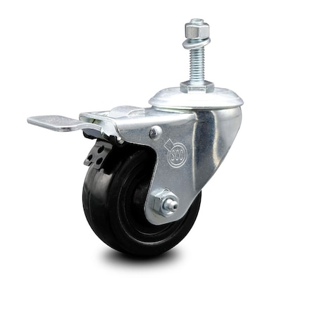 Service Caster 3.5 Inch Hard Rubber Wheel Swivel 10mm Threaded Stem Caster Total Lock Brake SCC-TSTTL20S3514-HRS-M1015